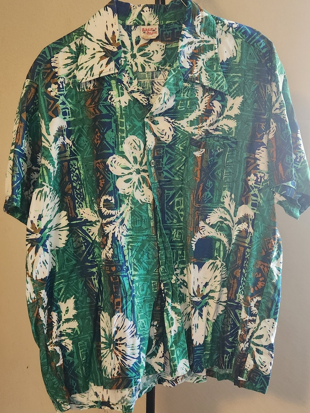 Tropical Green Floral Short-Sleeve Button-Down Shirt